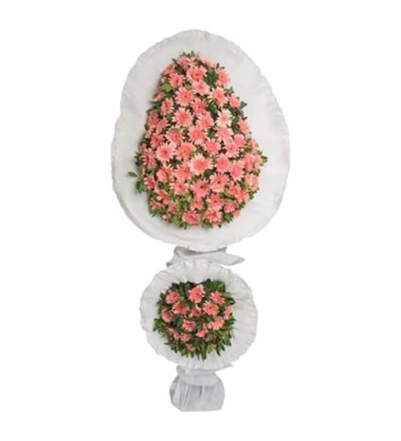 ÇİFT KAT PEMBE GERBERA ÇELENK