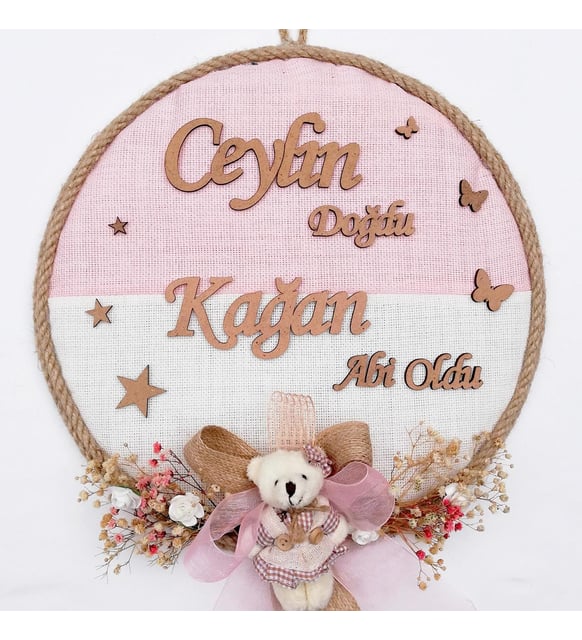 Lora Davet Bebek kapı süsü, Hastane kapı süsü, Duvar süsü, Bebek çelengi (1 Adet) Çok Renkli - 36115